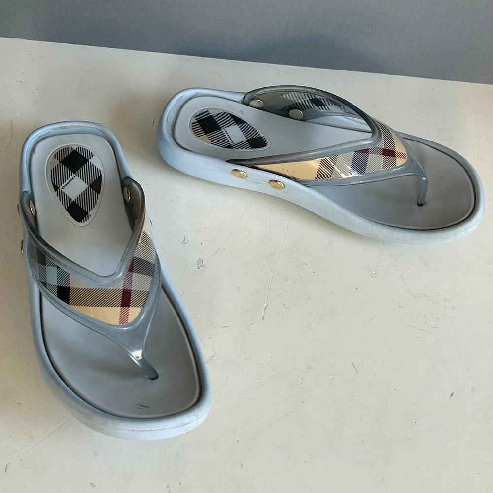 Burberry Nova Check Slides Men's 41 Jelly Thong Sandals Flip Flops Euro